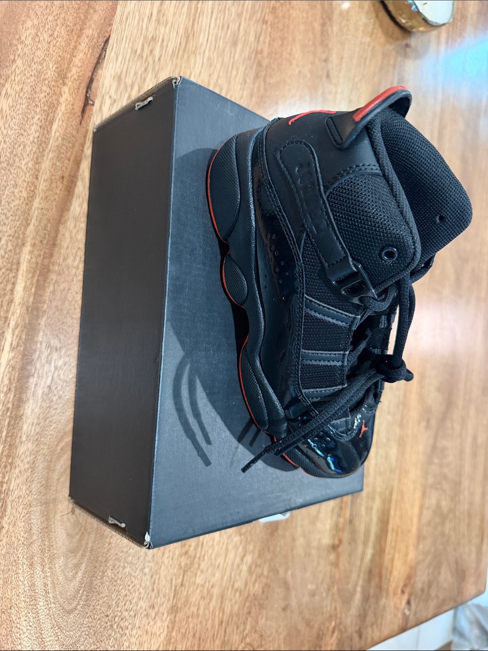 Jordan Kids Black and Red High-Top Sneakers